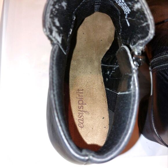 Easy Spirit Black Leather Ankle Boots Booties Comfortable Shoes Black Size 6W - Picture 2 of 14